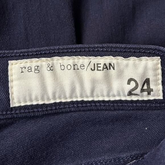 Rag & Bone Skinny Racing Stripe Jeans Navy Blue Orange Size 24 - Picture 3 of 6